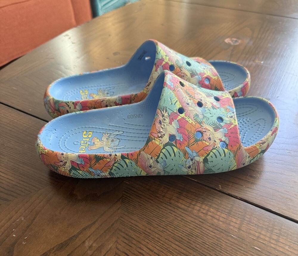 Crocs Disney Lilo & Stitch Classic Slide Tropical Aloha Hawaiian M8 W10 Shoes